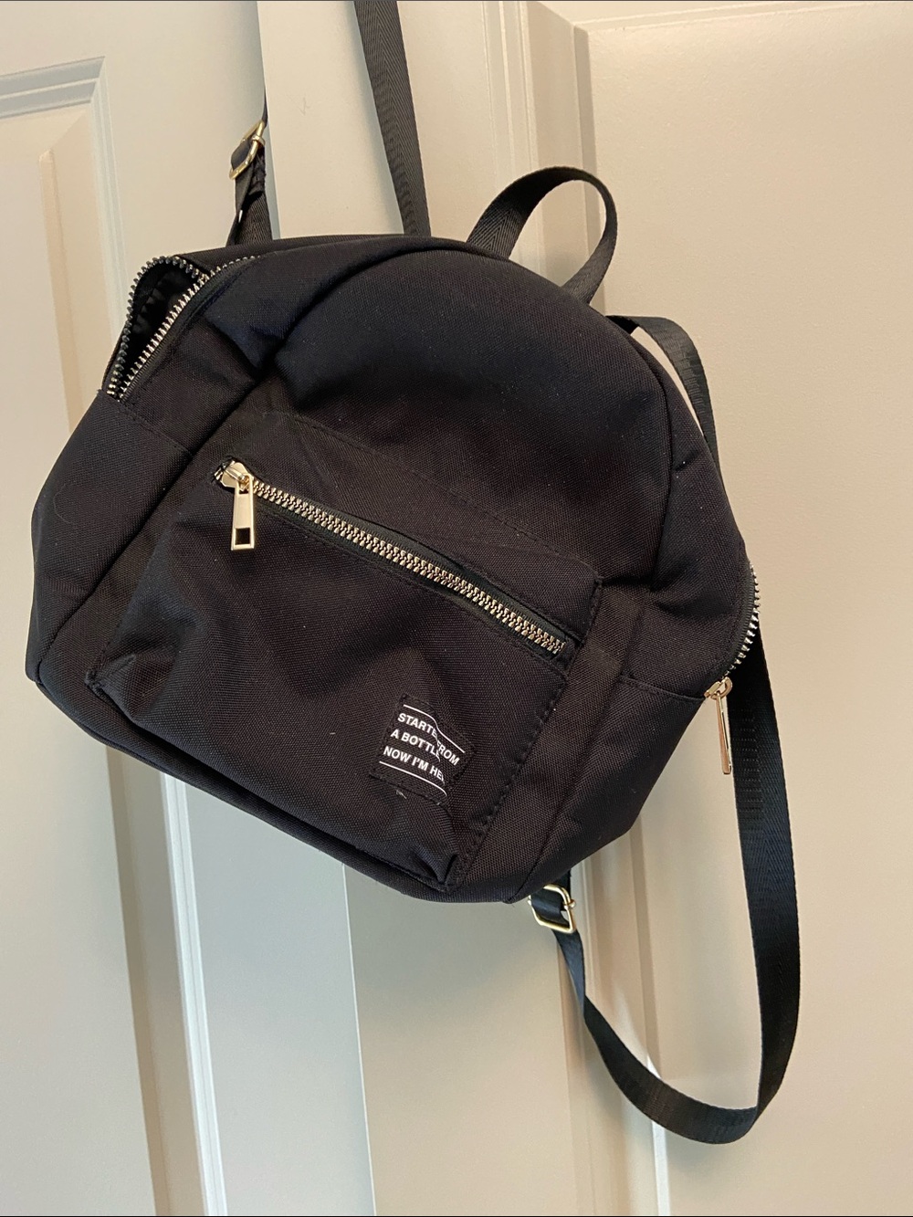 Ardene Black Mini Backpack with Gold Hardware